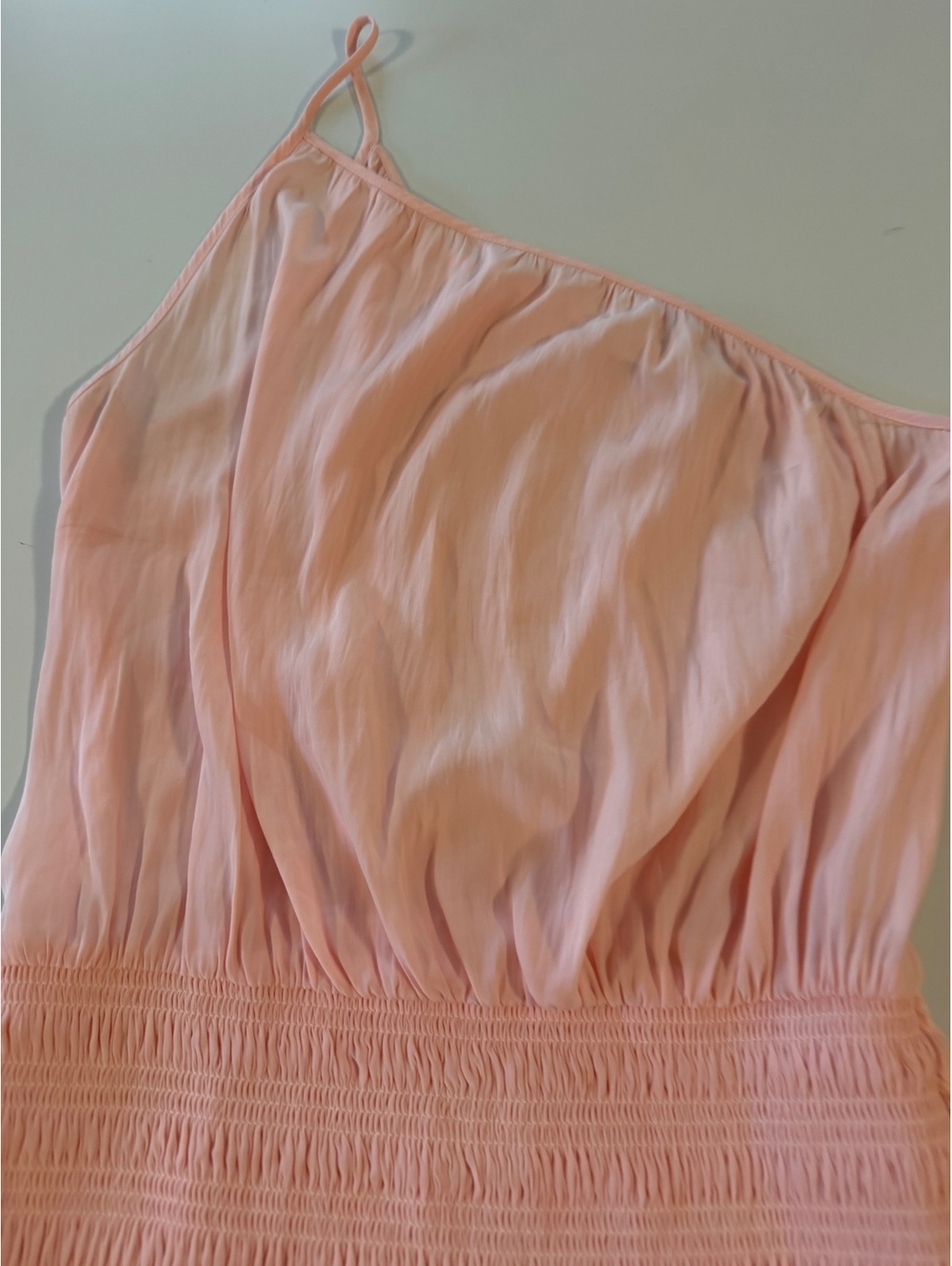 Ramy Brook Pink One Shoulder Smocked Waist Mini Dress Size Small - Picture 2 of 10